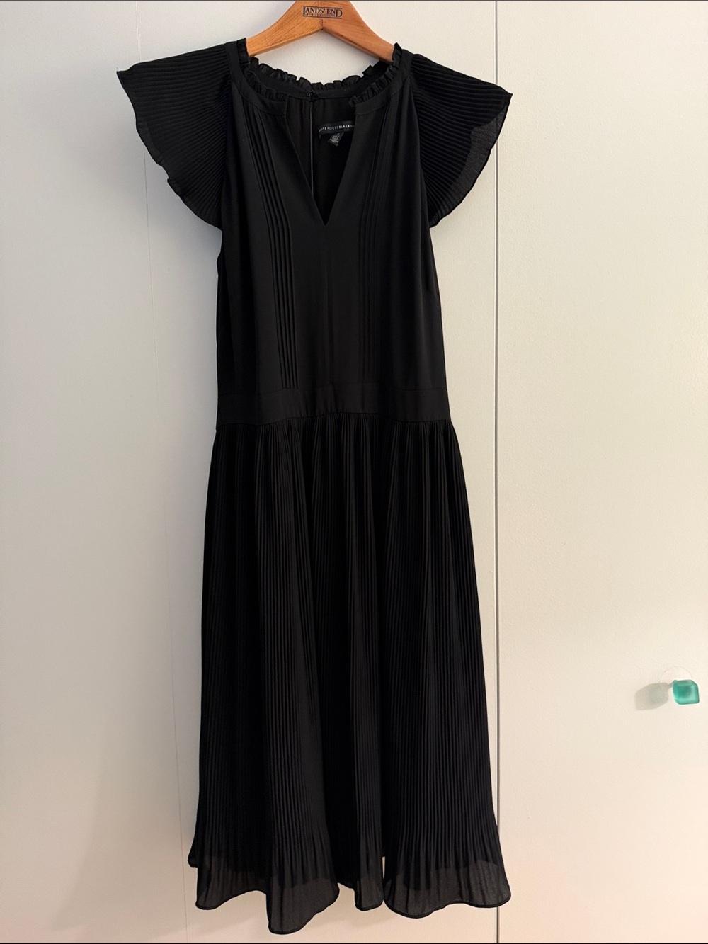White House Black Market Black Pleated Midi Dress